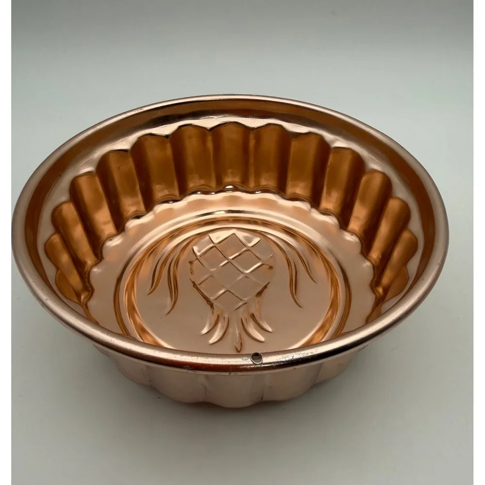 Vintage Copper Aluminum Jello Mold Set Pineapple Cherry Acorn Scalloped 3pc
